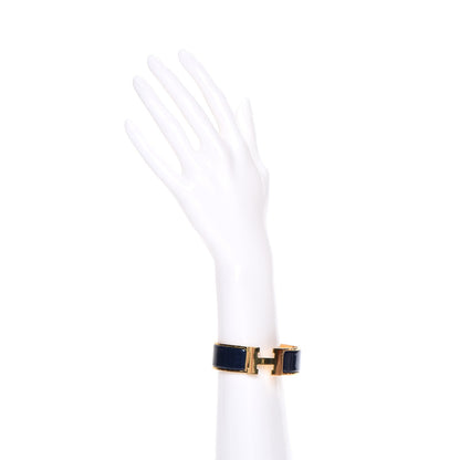 Hermes Enamel Wide Clic Clac H Bracelet GM Indigo 2 of 7