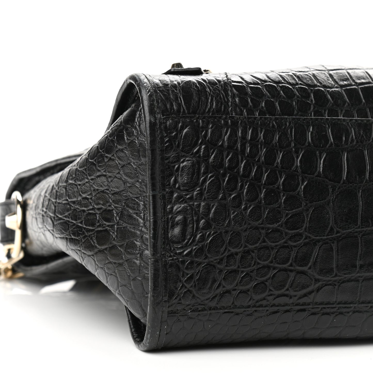 Calfskin Crocodile Embossed Classic Hardware City Black