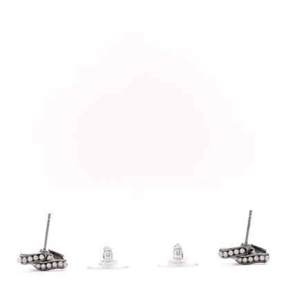 Chanel Pearl Twisted CC Earrings Ruthenium 3 of 4