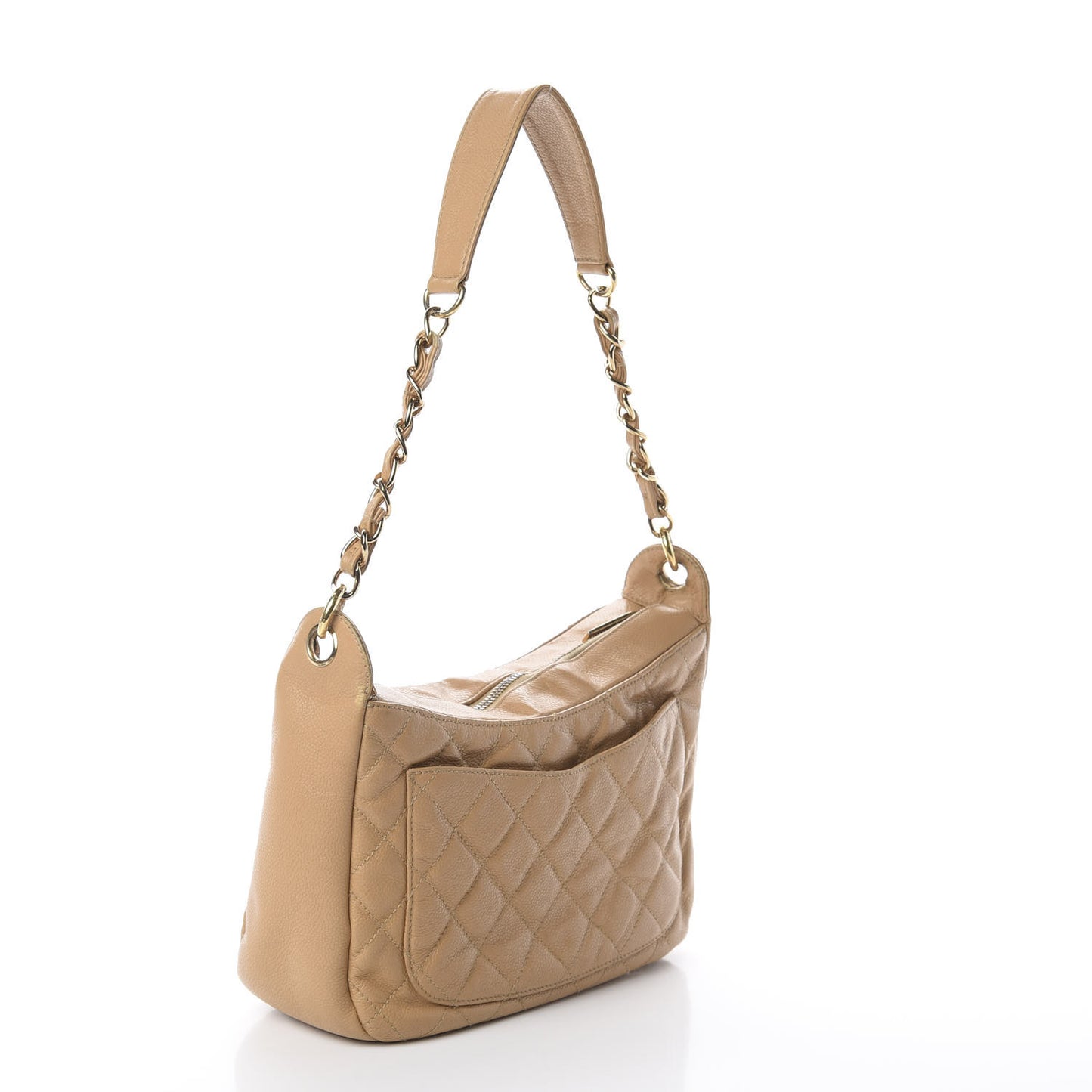 Caviar Quilted Timeless CC Shoulder Bag Beige