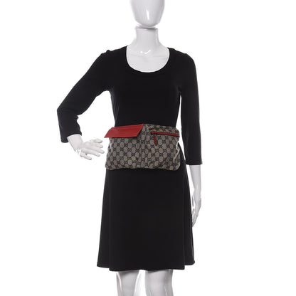 Gucci GG Monogram Web Double Pocket Belt Bag Navy Red 3 of 10