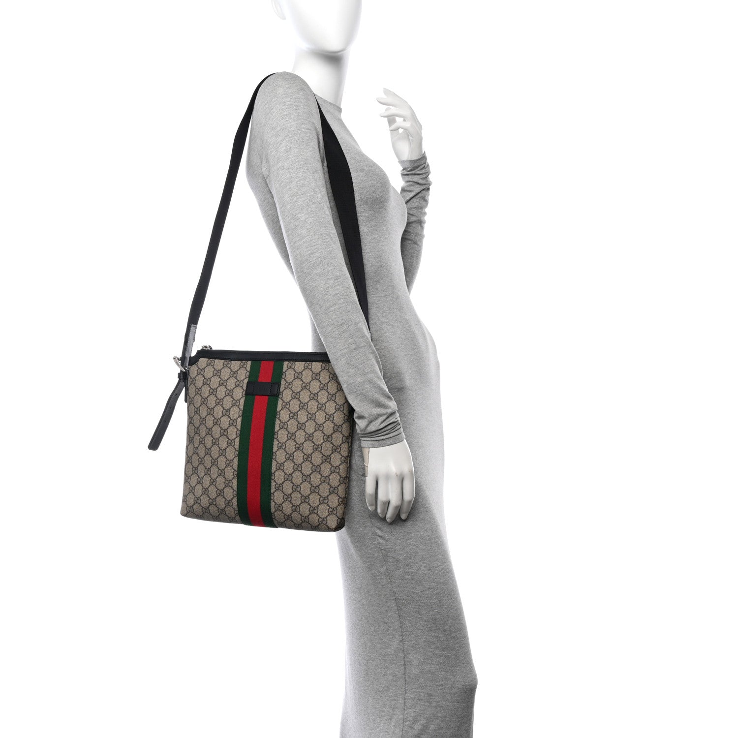 Gucci GG Supreme Monogram Web Messenger Bag Black 2 of 14