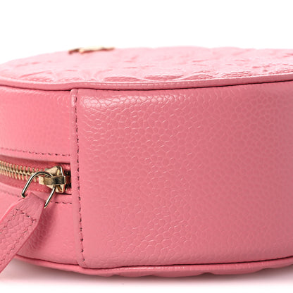 Chanel Caviar Camellia Embossed Round Clutch With Chain Pink 9 of 12