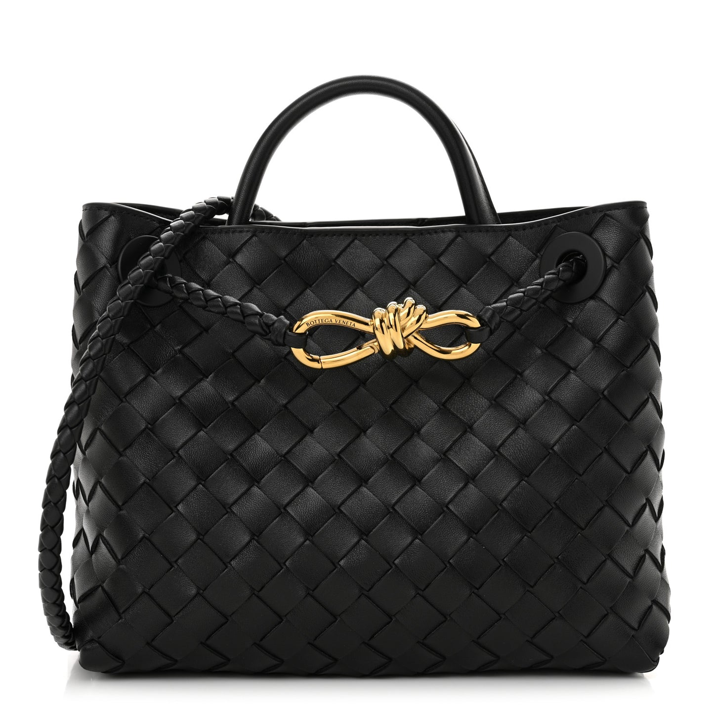 Nappa Intrecciato Small Andiamo Shoulder Bag Black