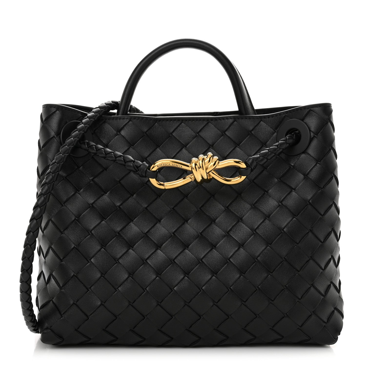Bottega Veneta Nappa Intrecciato Small Andiamo Shoulder Bag Black 1 of 9