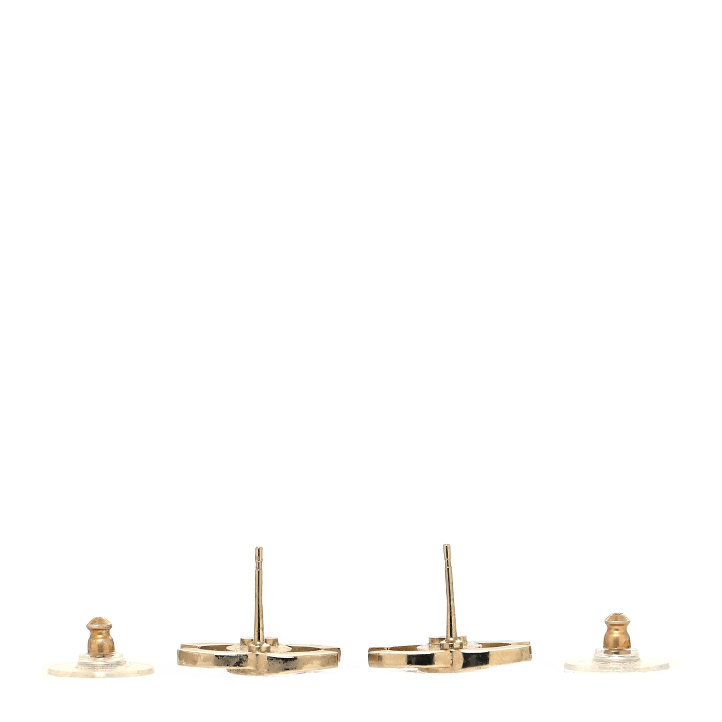 Crystal Metal CC Paris Button Stud Earrings Gold