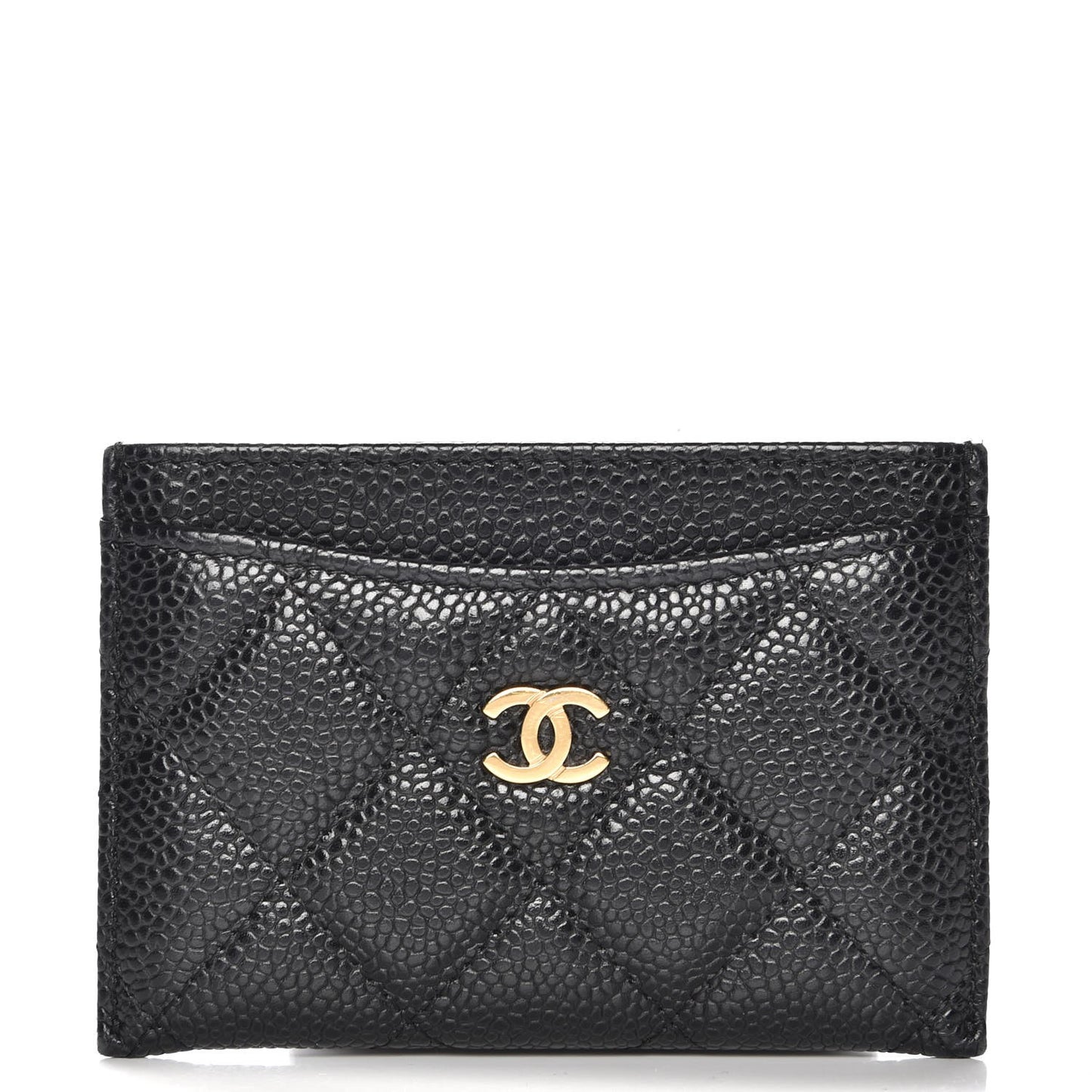 Caviar Quilted Card Holder Black