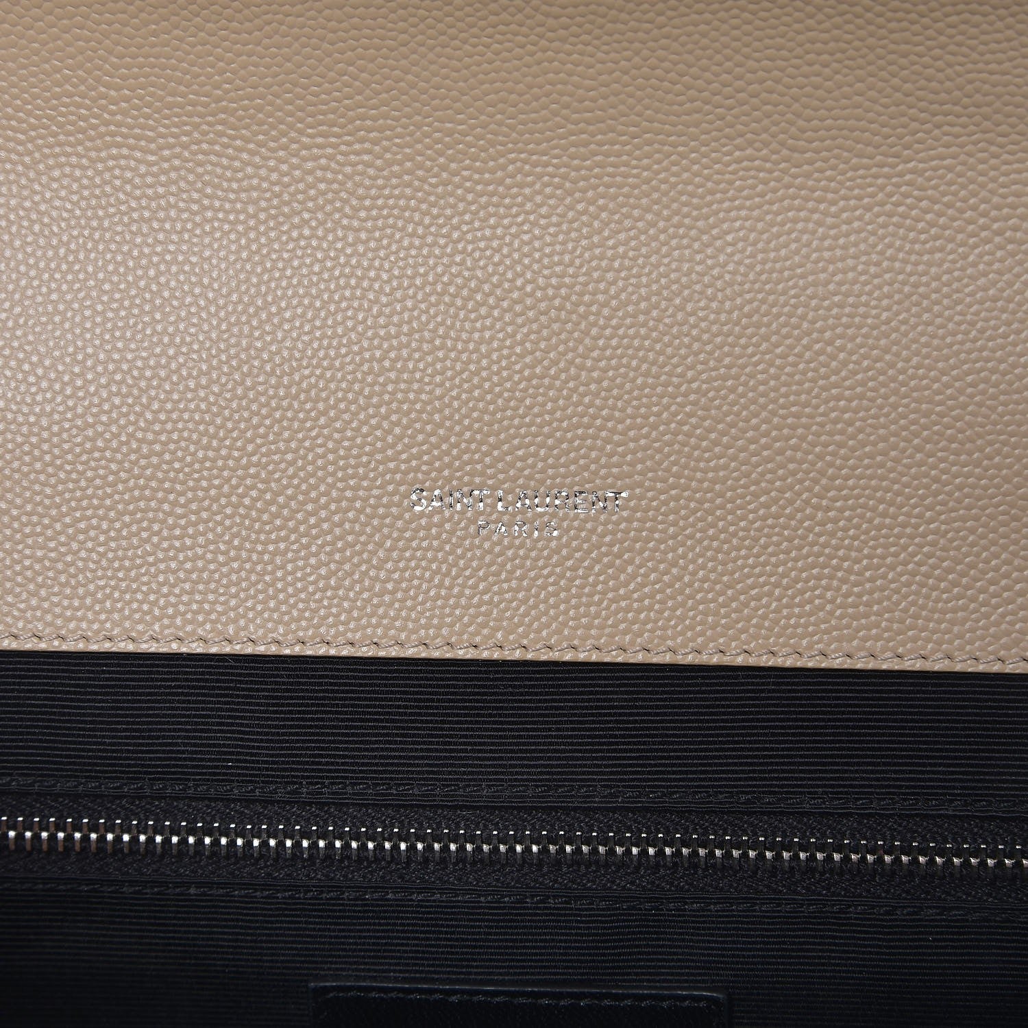 Saint Laurent Grain De Poudre Large Triquilt Monogram Satchel Dark Beige 9 of 11