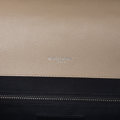 Saint Laurent Grain De Poudre Large Triquilt Monogram Satchel Dark Beige 9 of 11