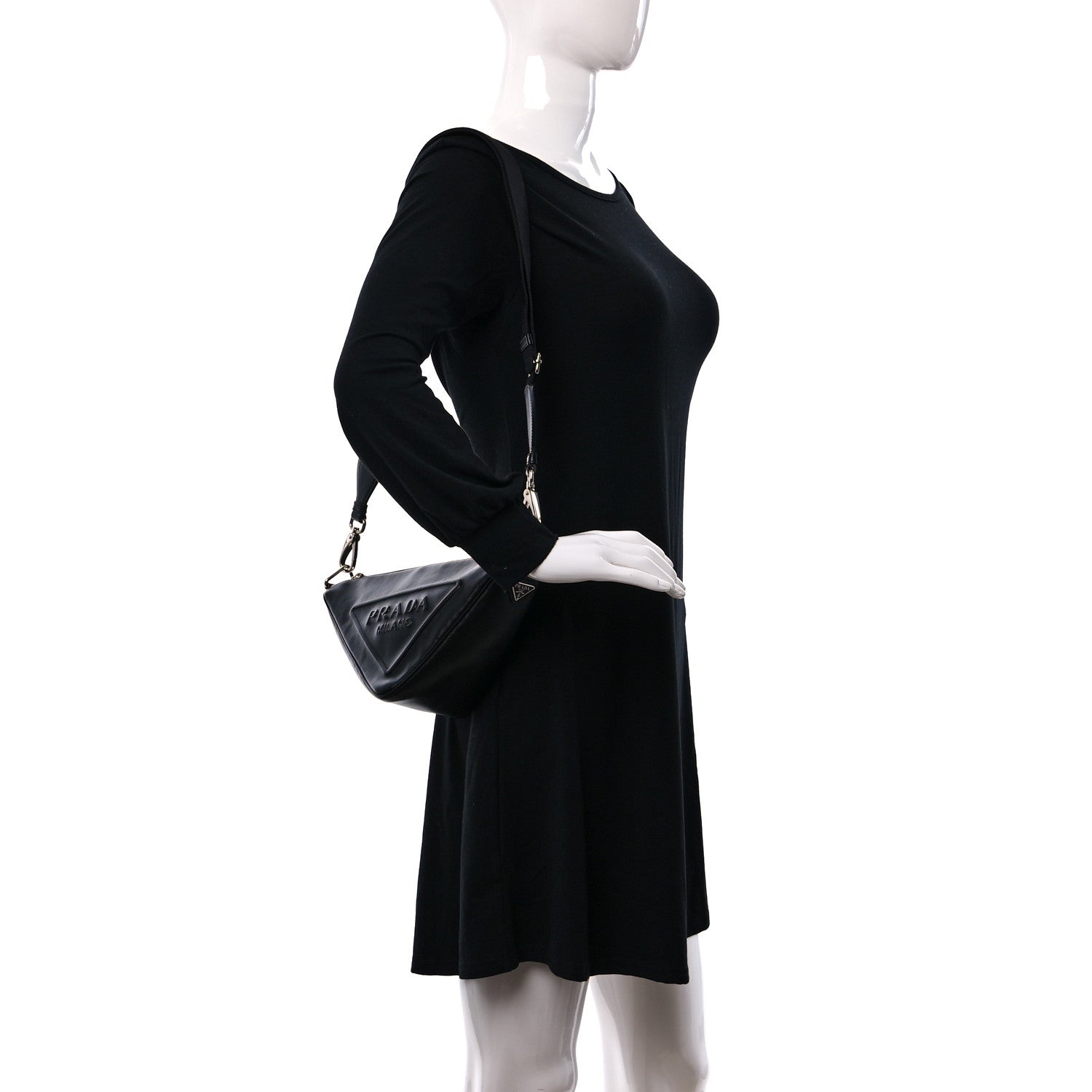 Prada Grace Lux Triangle Shoulder Bag Black 2 of 9