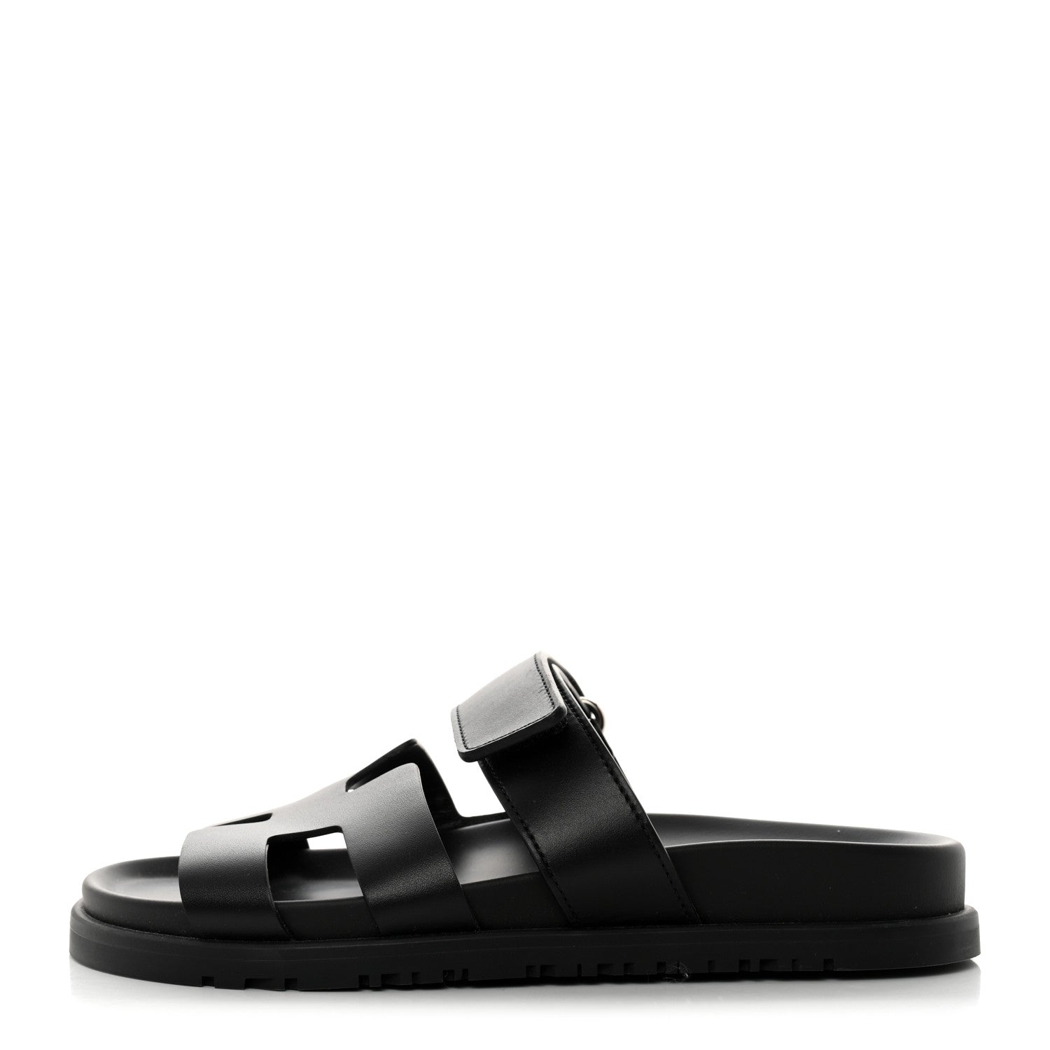 Hermes Calfskin Womens Chypre Sandals 35 Black 1 of 9
