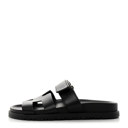 Hermes Calfskin Womens Chypre Sandals 35 Black 1 of 9