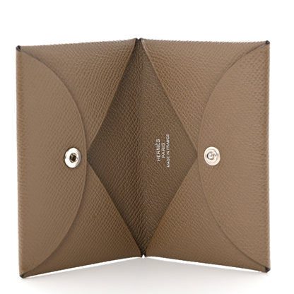 Hermes Epsom Calvi Card Case Etoupe 6 of 12