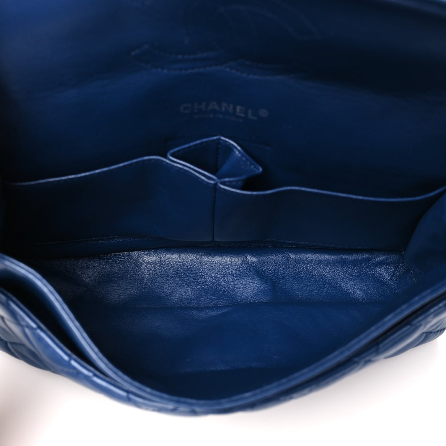 Lambskin Quilted Medium Double Flap Blue