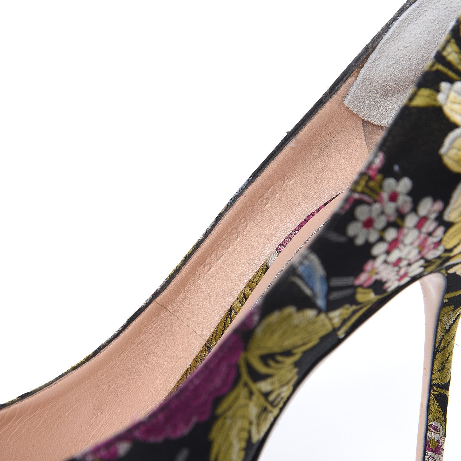 Gucci Jacquard Romantic Bouquet Dionysus High Heel Pumps 37.5 Black Multicolor 8 of 12