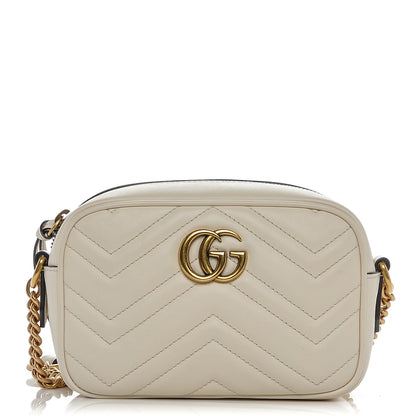 Gucci Calfskin Matelasse Mini GG Marmont Chain Shoulder Bag White 1 of 7