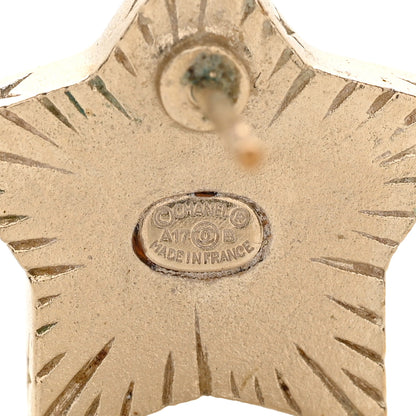 Chanel Resin Metal CC Star Earrings Gold Pearly White 4 of 6