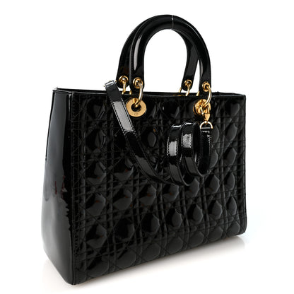 Christian Dior Patent Cannage Large Lady Dior Black 3 of 10