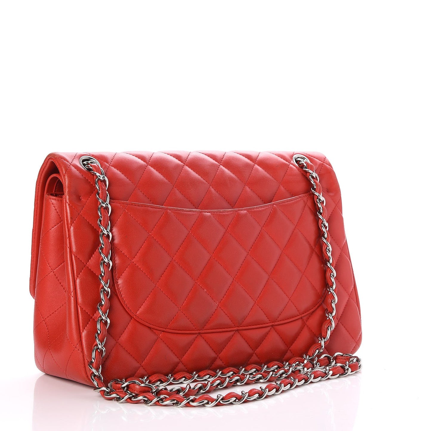 Lambskin Quilted Jumbo Double Flap Red
