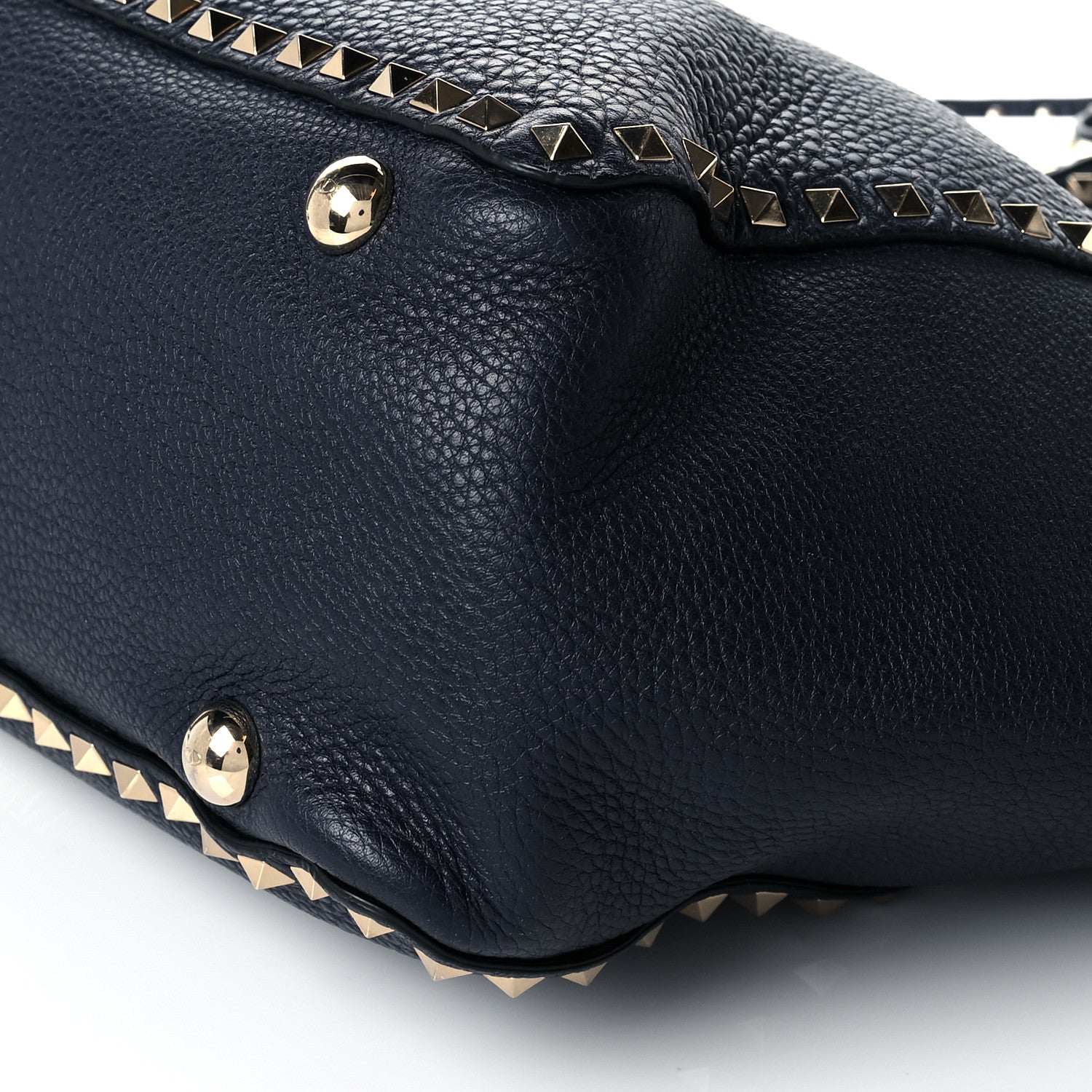 Valentino Garavani Pebbled Calfskin Medium Rockstud Tote Marine 8 of 8