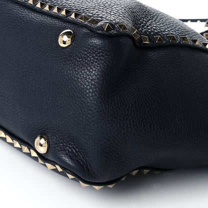 Valentino Garavani Pebbled Calfskin Medium Rockstud Tote Marine 8 of 8