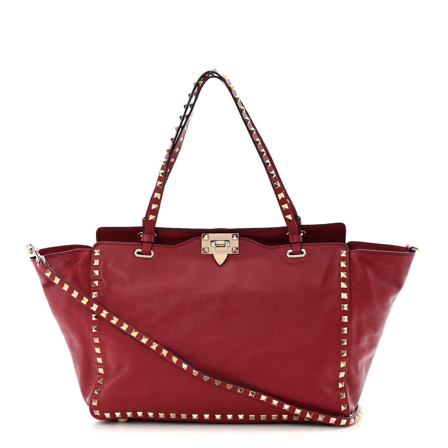 Vitello Medium Rockstud Tote Rosso Valentino