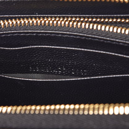 Saint Laurent Grain De Poudre Matelasse Chevron Monogram Zip Around Wallet Black 7 of 8