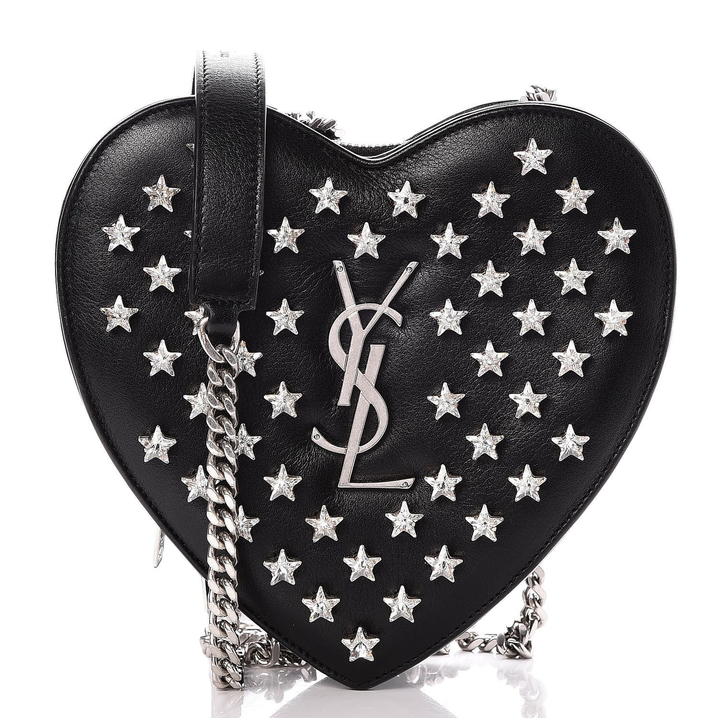 Calfskin Star Studded Small Monogram Love Shoulder Bag Black