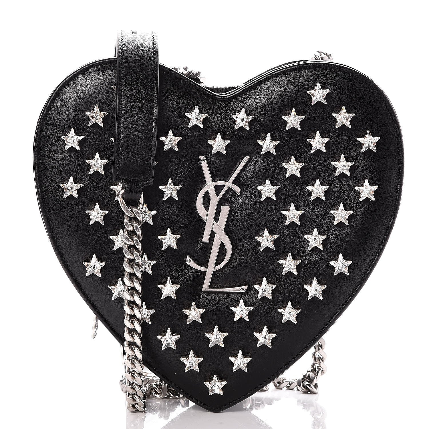 Saint Laurent Calfskin Star Studded Small Monogram Love Shoulder Bag Black 1 of 7