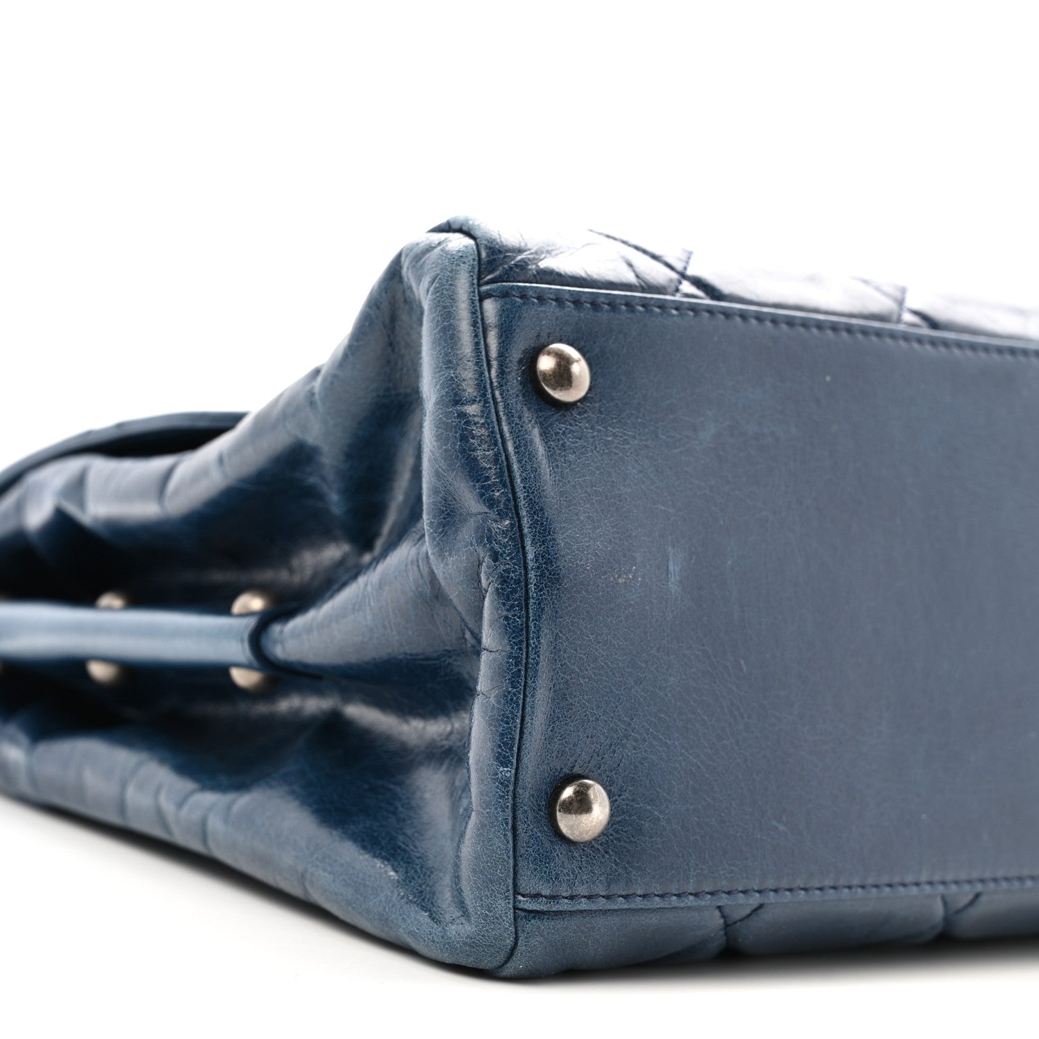 Chanel Glazed Calfskin Boy Satchel Flap Blue 9 of 14