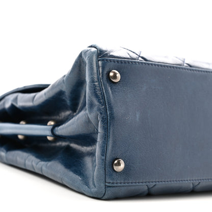 Chanel Glazed Calfskin Boy Satchel Flap Blue 9 of 14