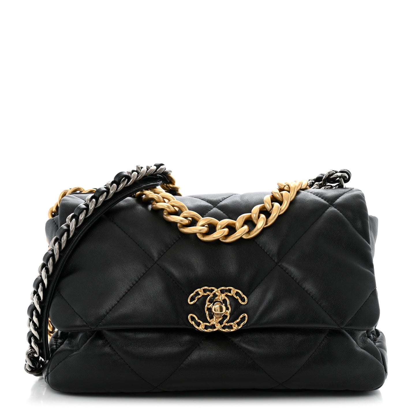 Goatskin Quilted Large Chanel 19 Flap Black