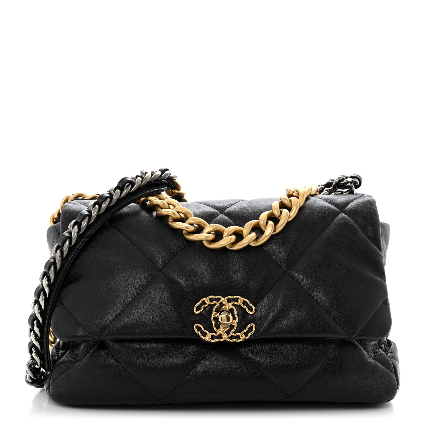 Chanel Goatskin Quilted Large Chanel 19 Flap Black 1 of 12