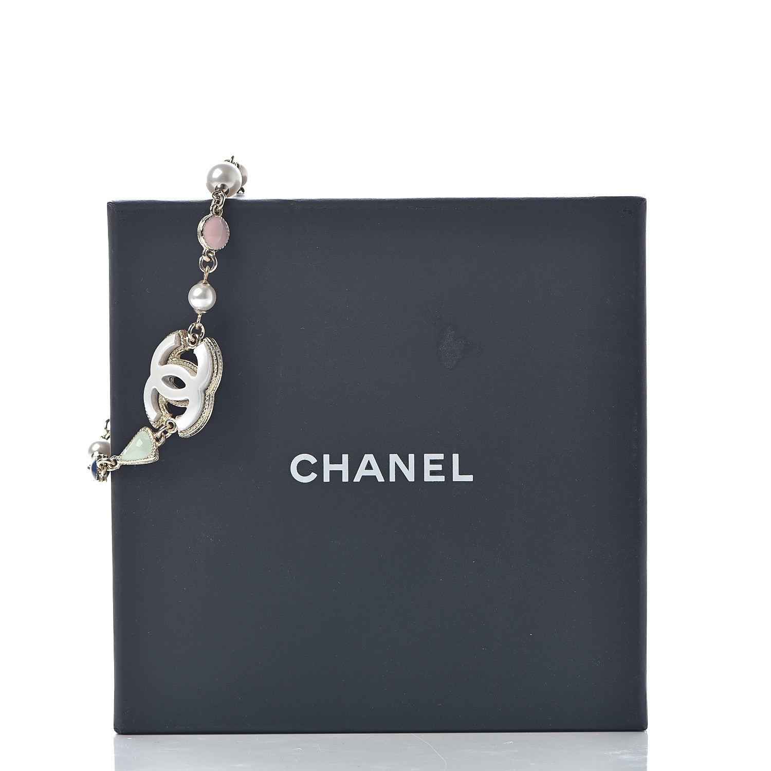 Chanel Pearl Enamel CC Bracelet Green Blue Pink 5 of 5
