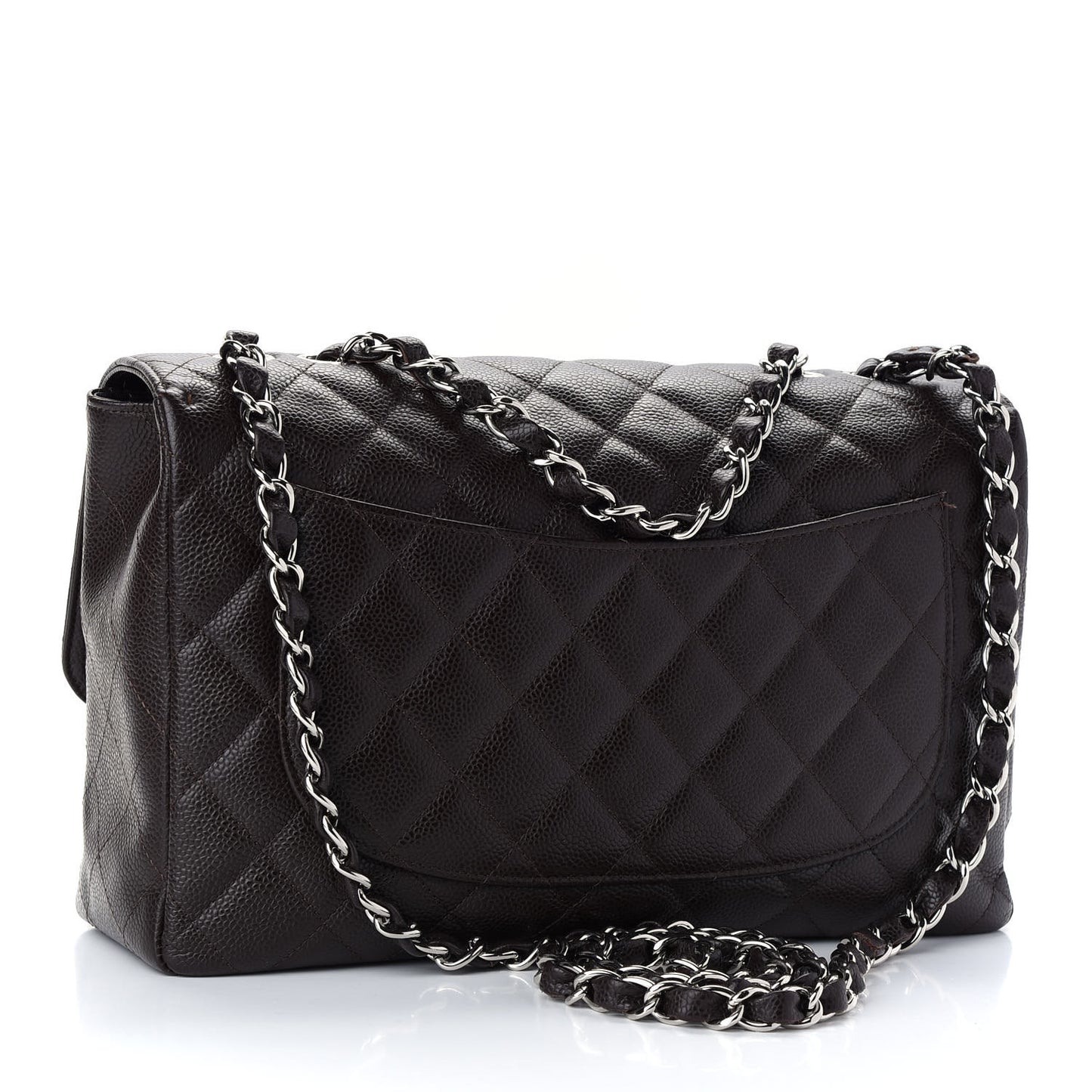 Caviar Quilted Jumbo Single Flap Dark Brown