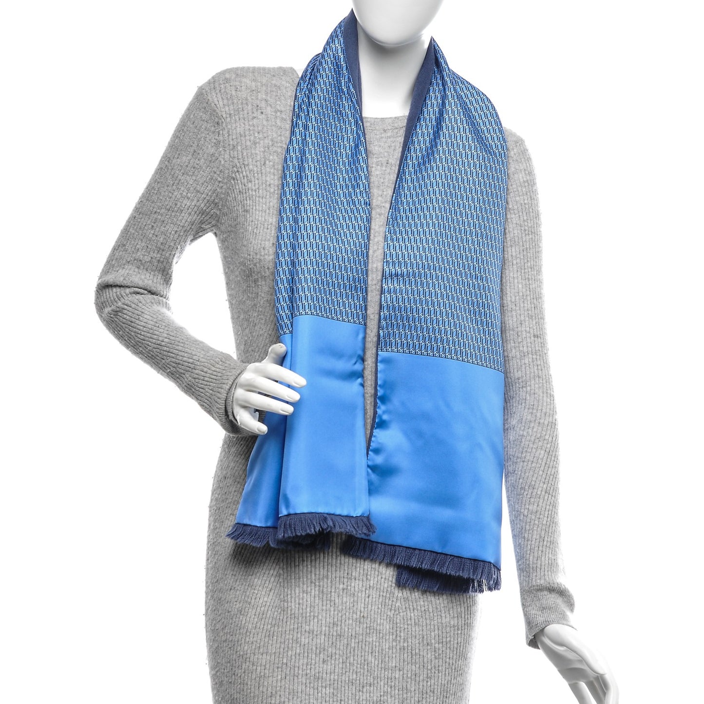 Silk Angora H New York Scarf Bleu Marine Ciel