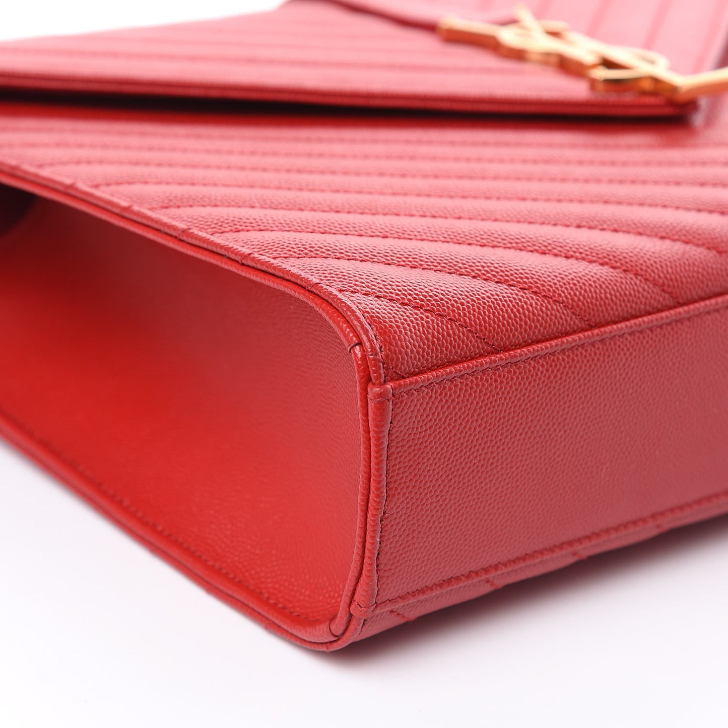 Grain De Poudre Matelasse Chevron Large Monogram Satchel Lipstick Red