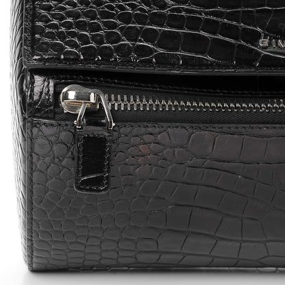 Givenchy Calfskin Crocodile Embossed Medium Pandora Box Crossbody Bag Black 9 of 10
