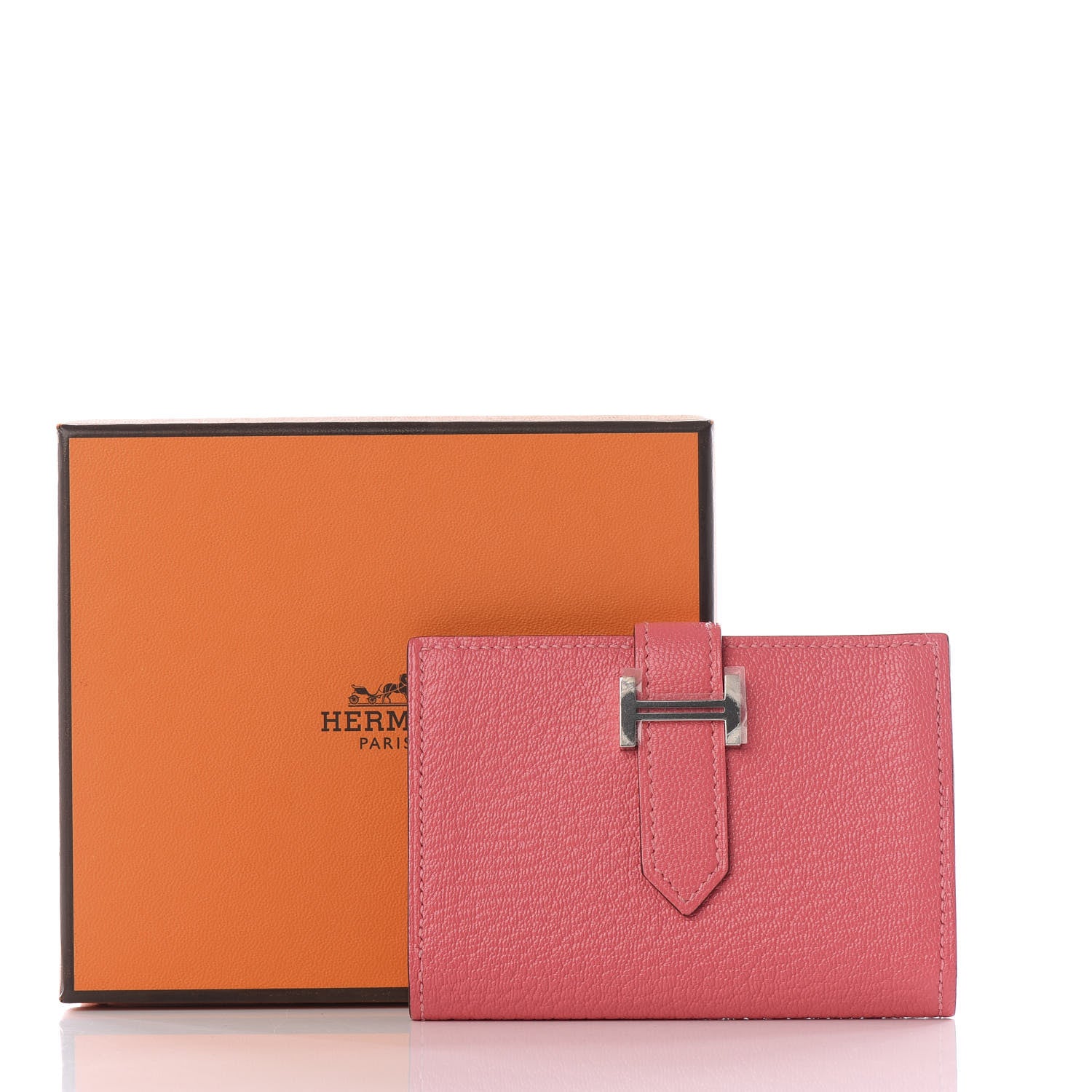 Hermes Chevre Mysore Bearn Card Holder Wallet Rose Lipstick 8 of 8