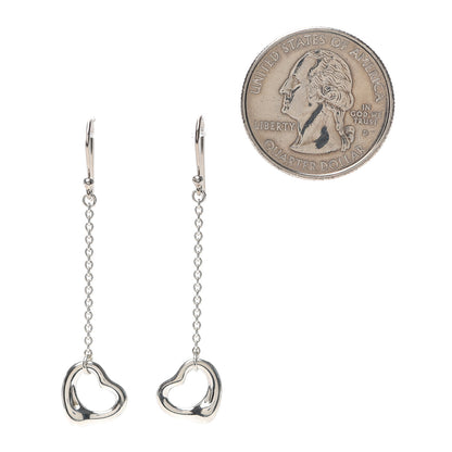 Tiffany Sterling Silver Elsa Peretti Open Heart Drop Earrings 2 of 4