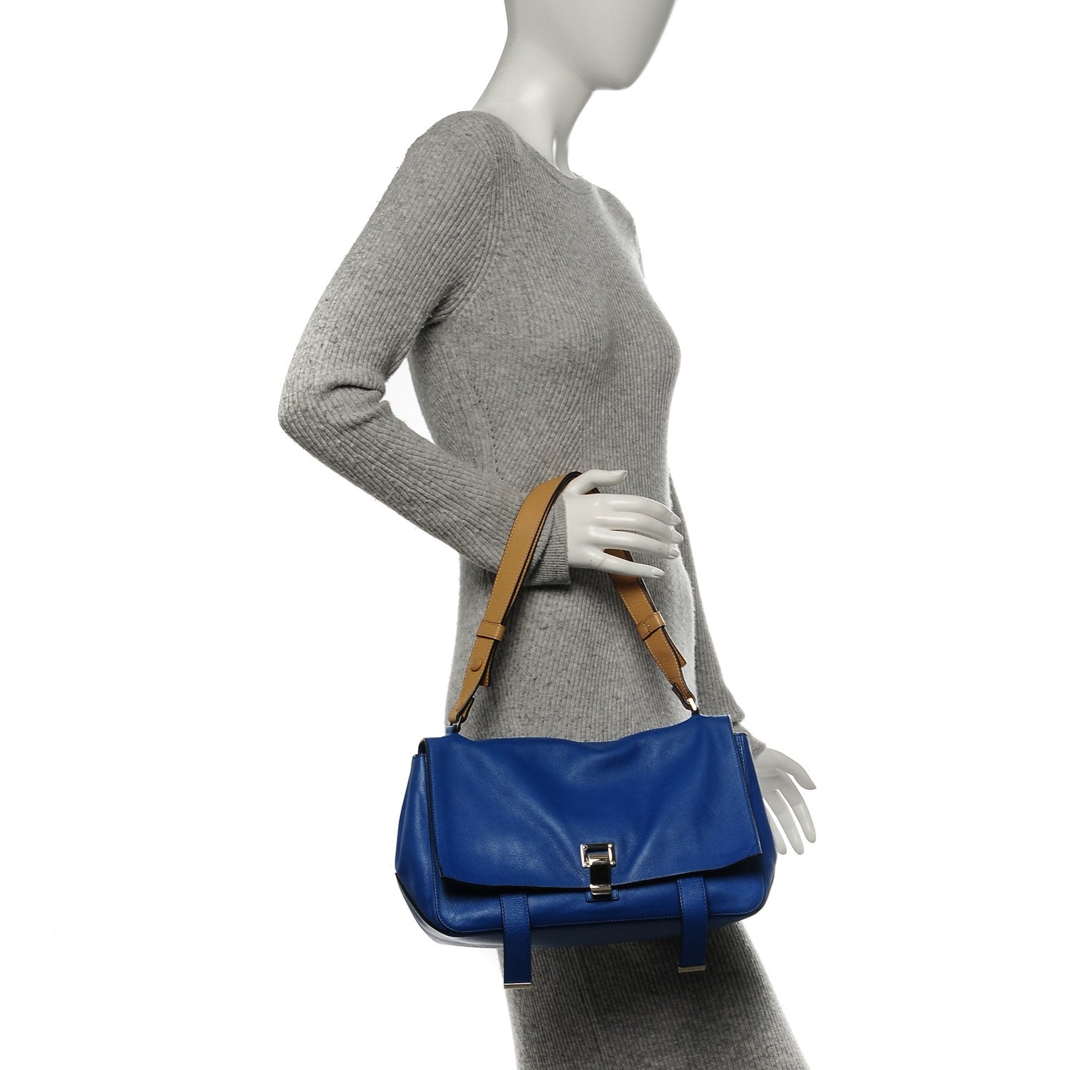Proenza Schouler Calfskin Double Sided PS Courier Bag Blue Honey 2 of 8
