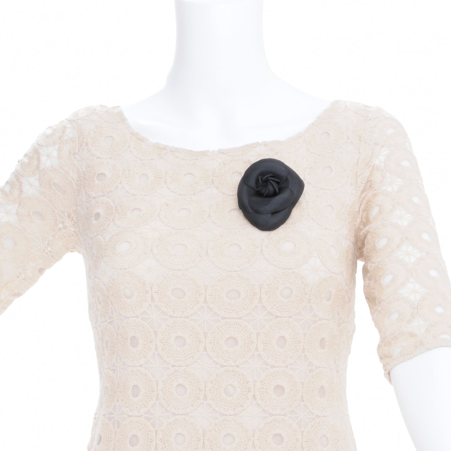 Satin Camellia Pin Brooch Black