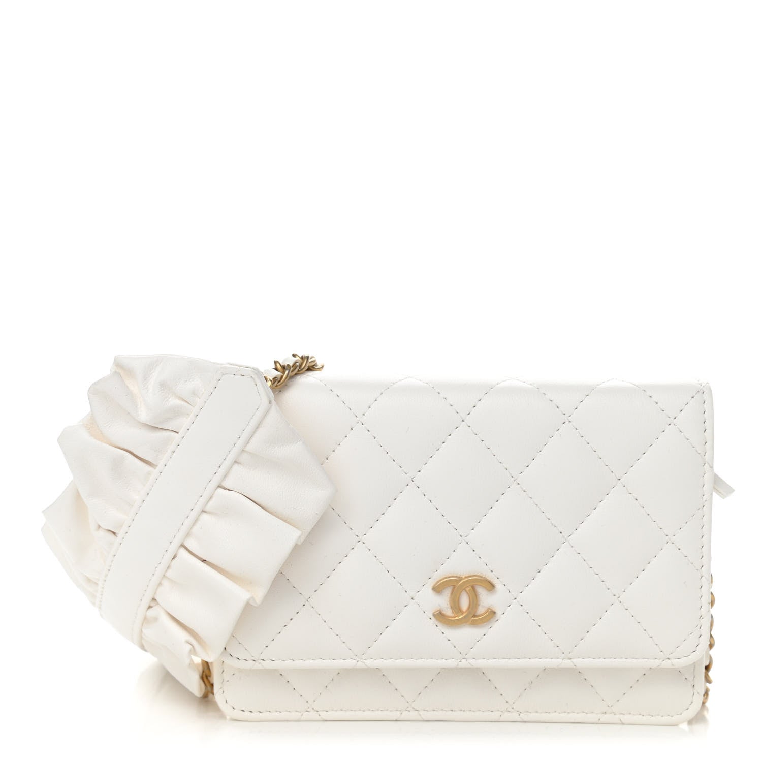 Chanel Lambskin Quilted Mini Romance Wallet On Chain WOC White 1 of 12