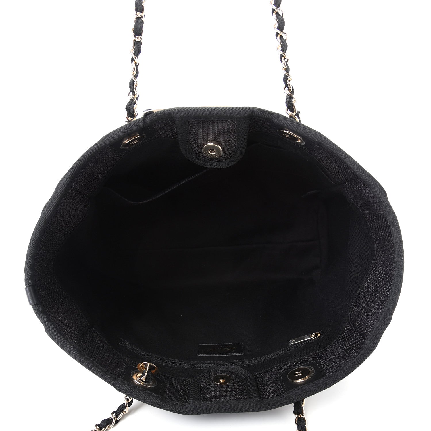 Chanel Mixed Fibers Striped Small Deauville Tote Black 5 of 10