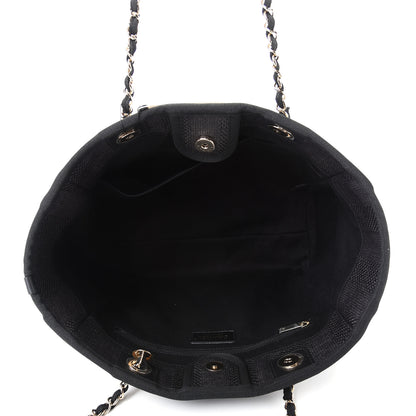 Chanel Mixed Fibers Striped Small Deauville Tote Black 5 of 10