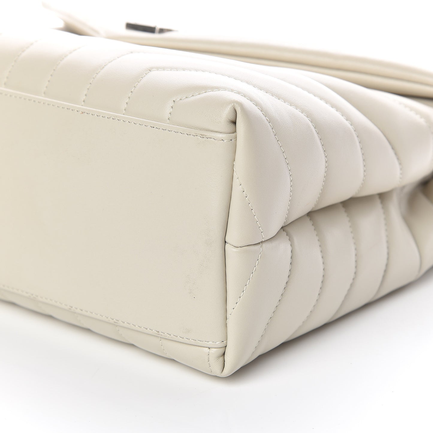 Calfskin Y Quilted Monogram Medium Loulou Chain Satchel Ivory