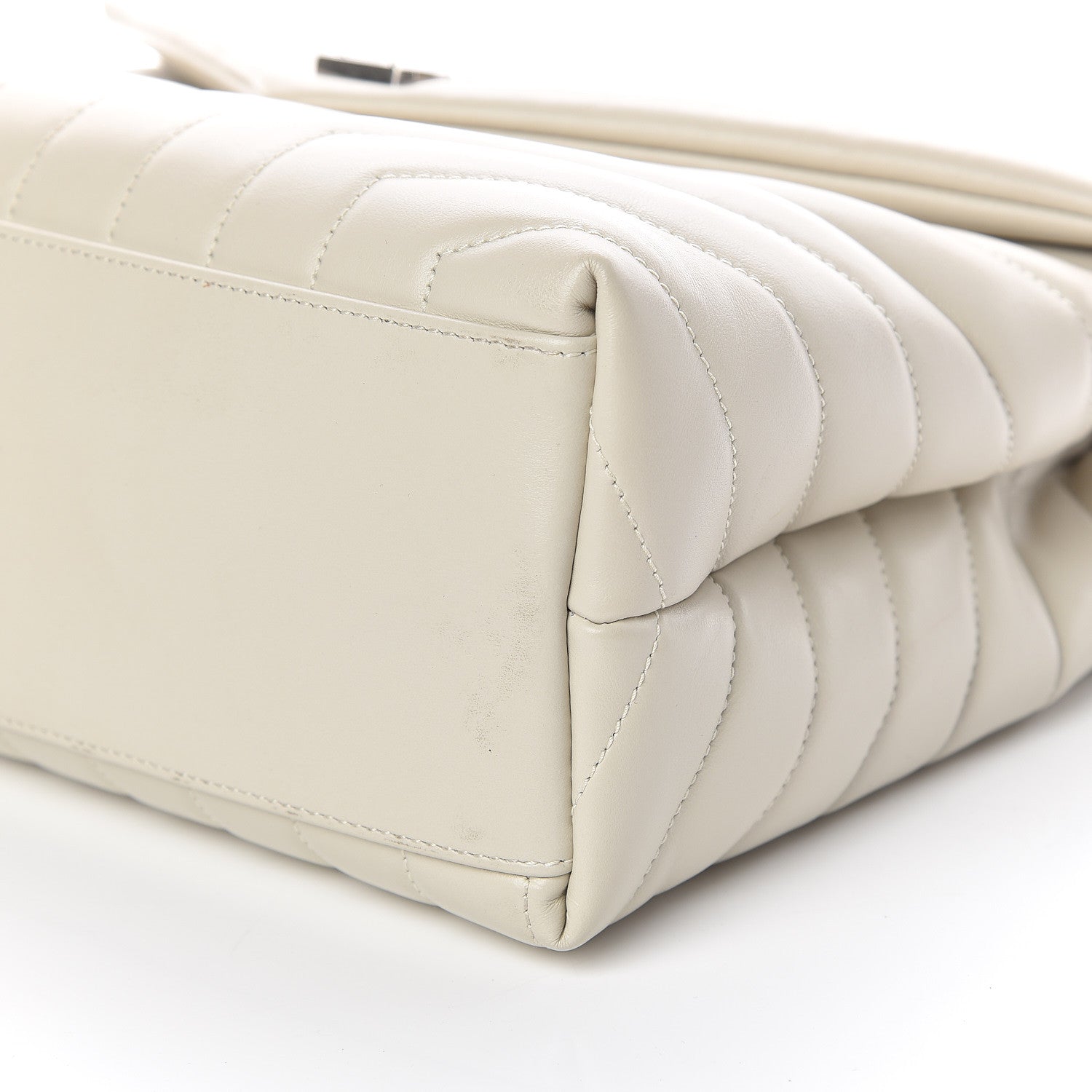 Saint Laurent Calfskin Y Quilted Monogram Medium Loulou Chain Satchel Ivory 6 of 10