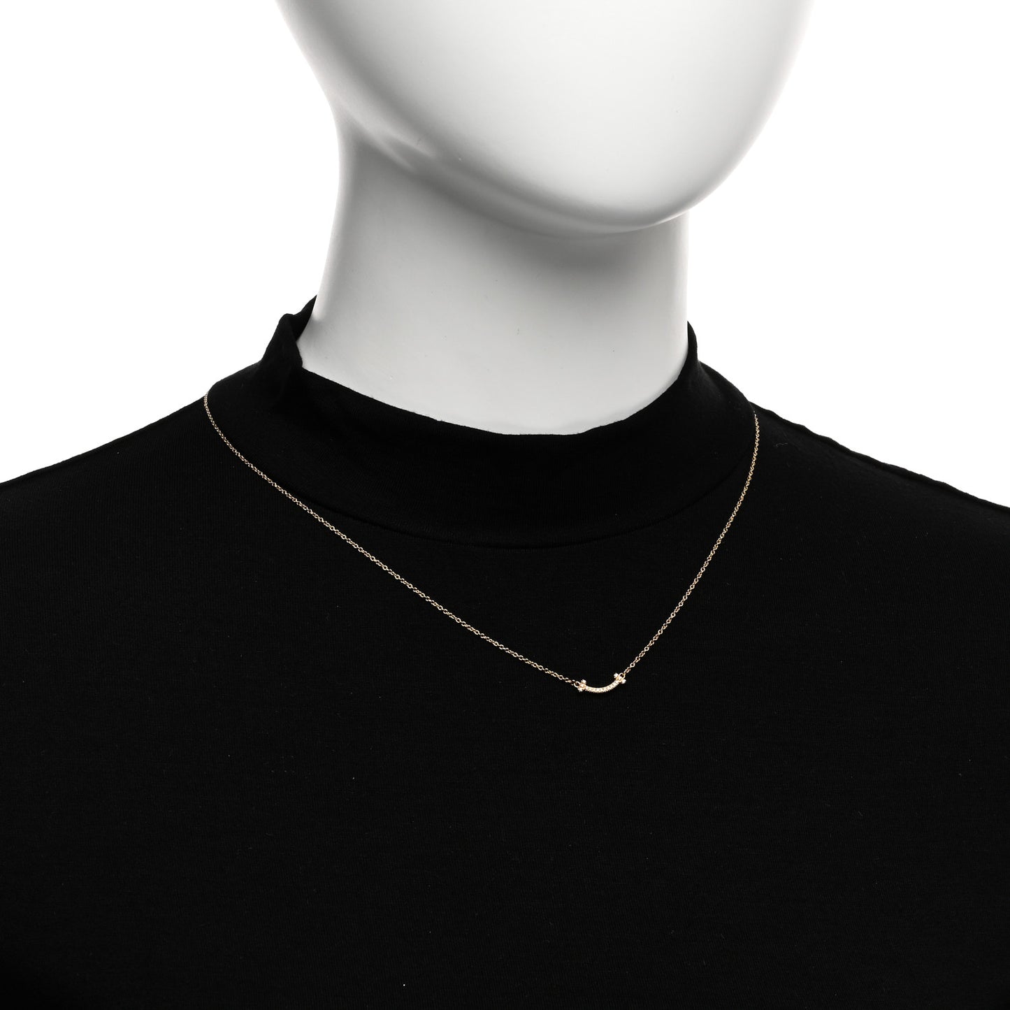 18K Yellow Gold Diamond Mini T Smile Pendant Necklace