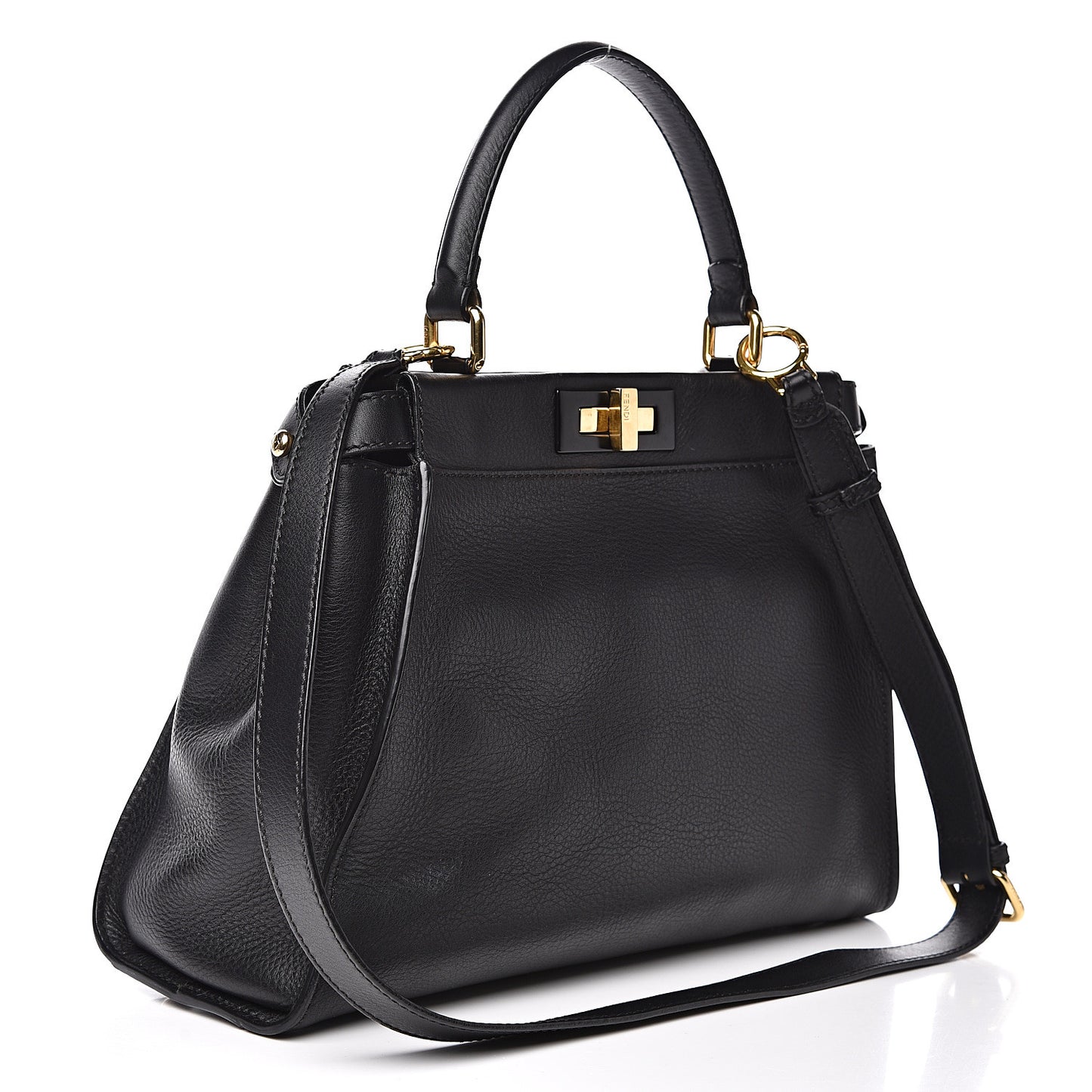 Vitello Seta Shiny Nappa Medium Peekaboo Iconic Satchel Black