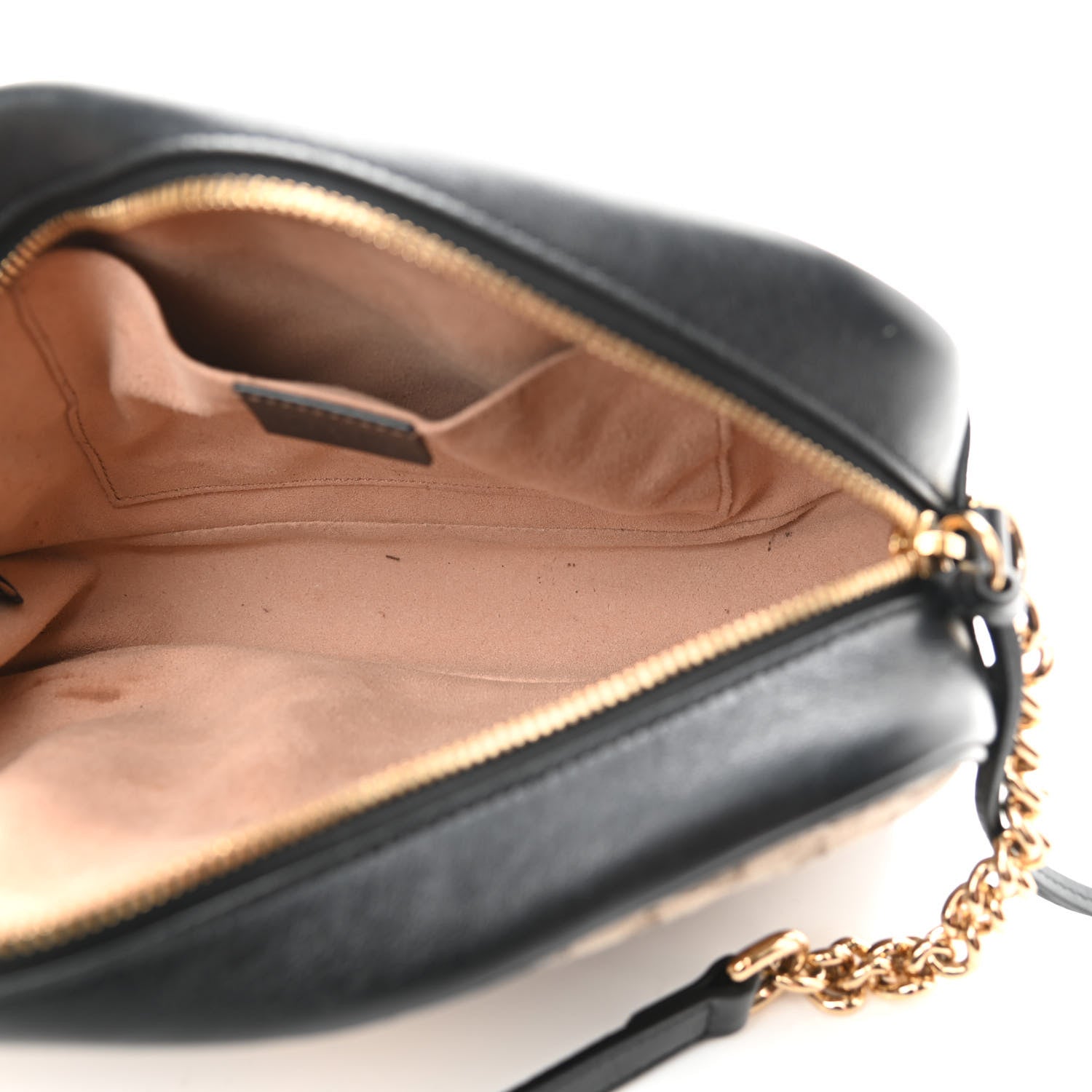 Gucci Monogram Matelasse Diagonal Small GG Marmont Chain Shoulder Bag Beige Black 5 of 10
